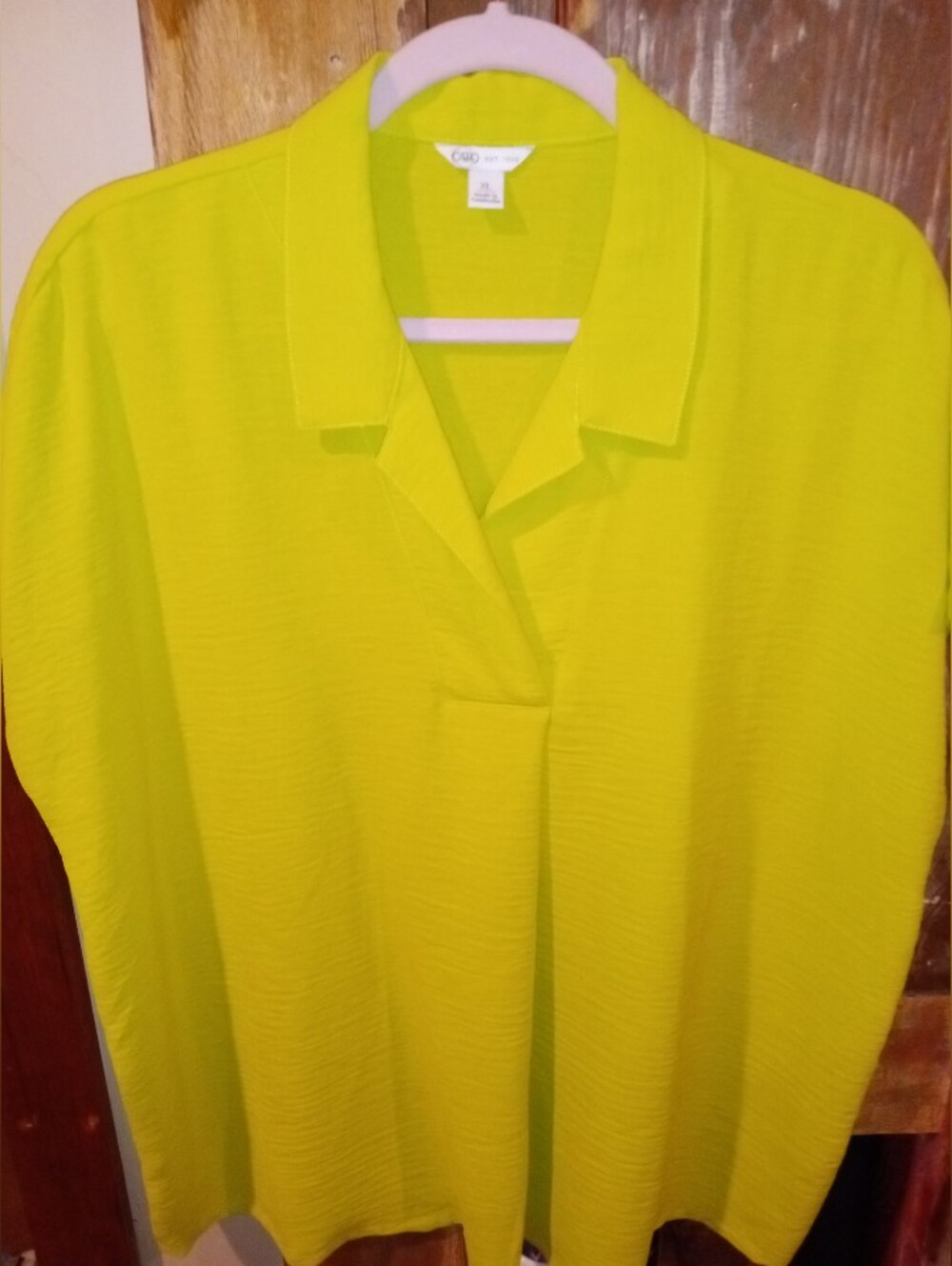 Cato Lime-Green Collared Short Sleeve Tunic